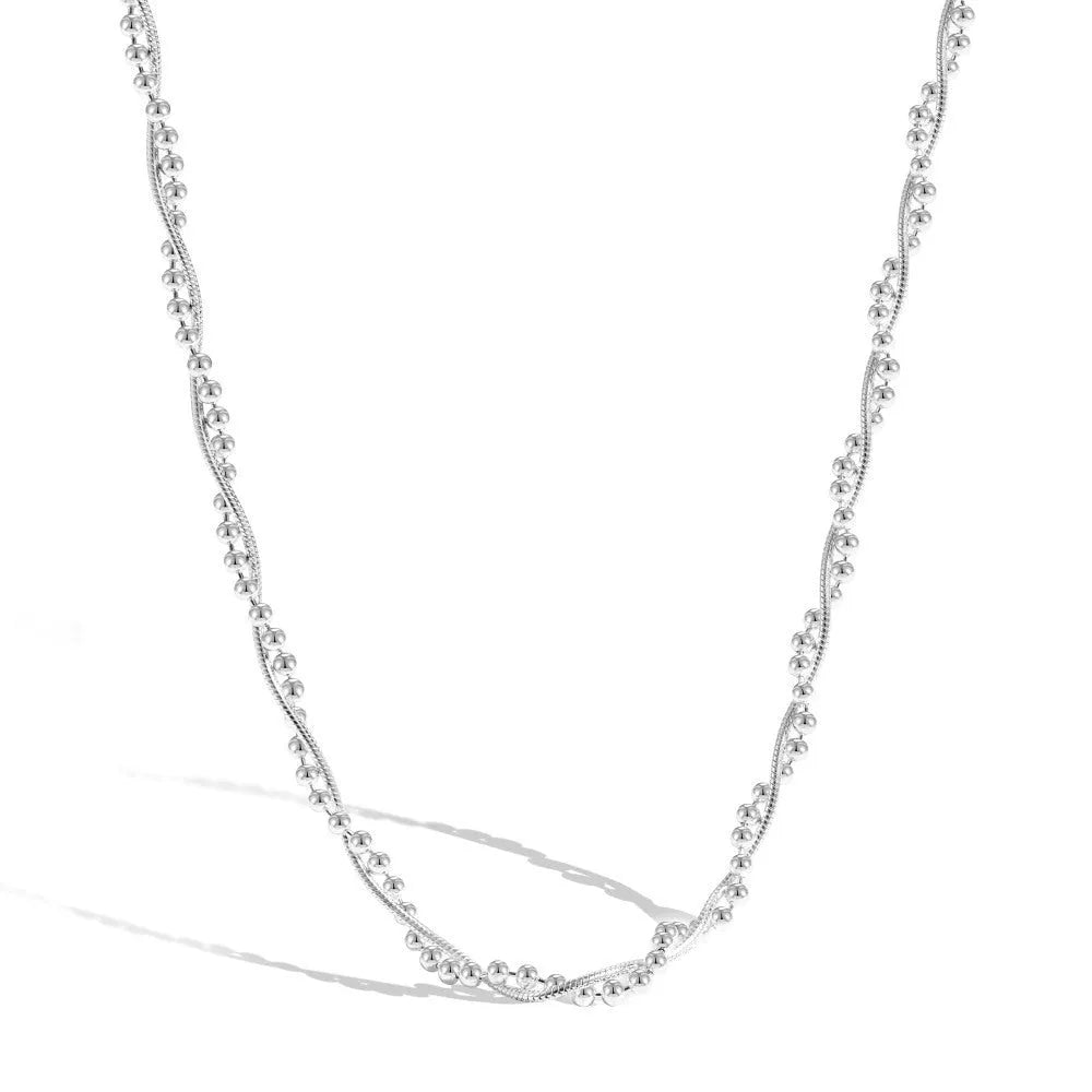 925 sterling silver geometric necklace for women with electroplated silver finish