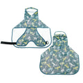 Dog wearing transparent-brim waterproof PU raincoat with bellyband in egg yolk man colour