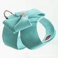 Dog chest strap with bowknot detail in microfiber available in pink, blue, and orange colours