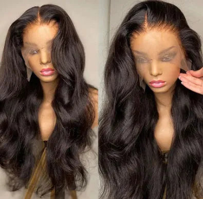 Front lace wig with long gradient curly hair and side bangs in high temperature fibre