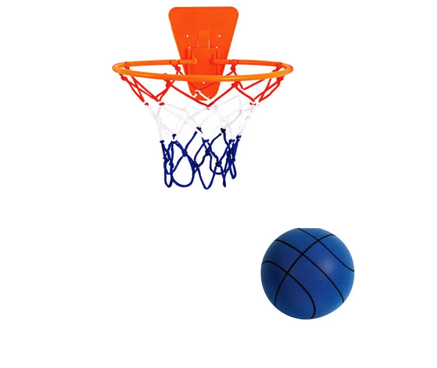 Assorted bright coloured silent high-density PU foam basketballs for indoor children's sports play.