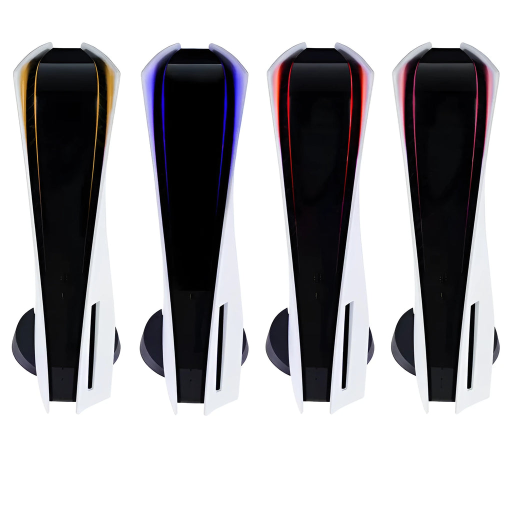 PS5 light bar sticker with carbon fibre pattern in blue, gold, pink, and red colour options