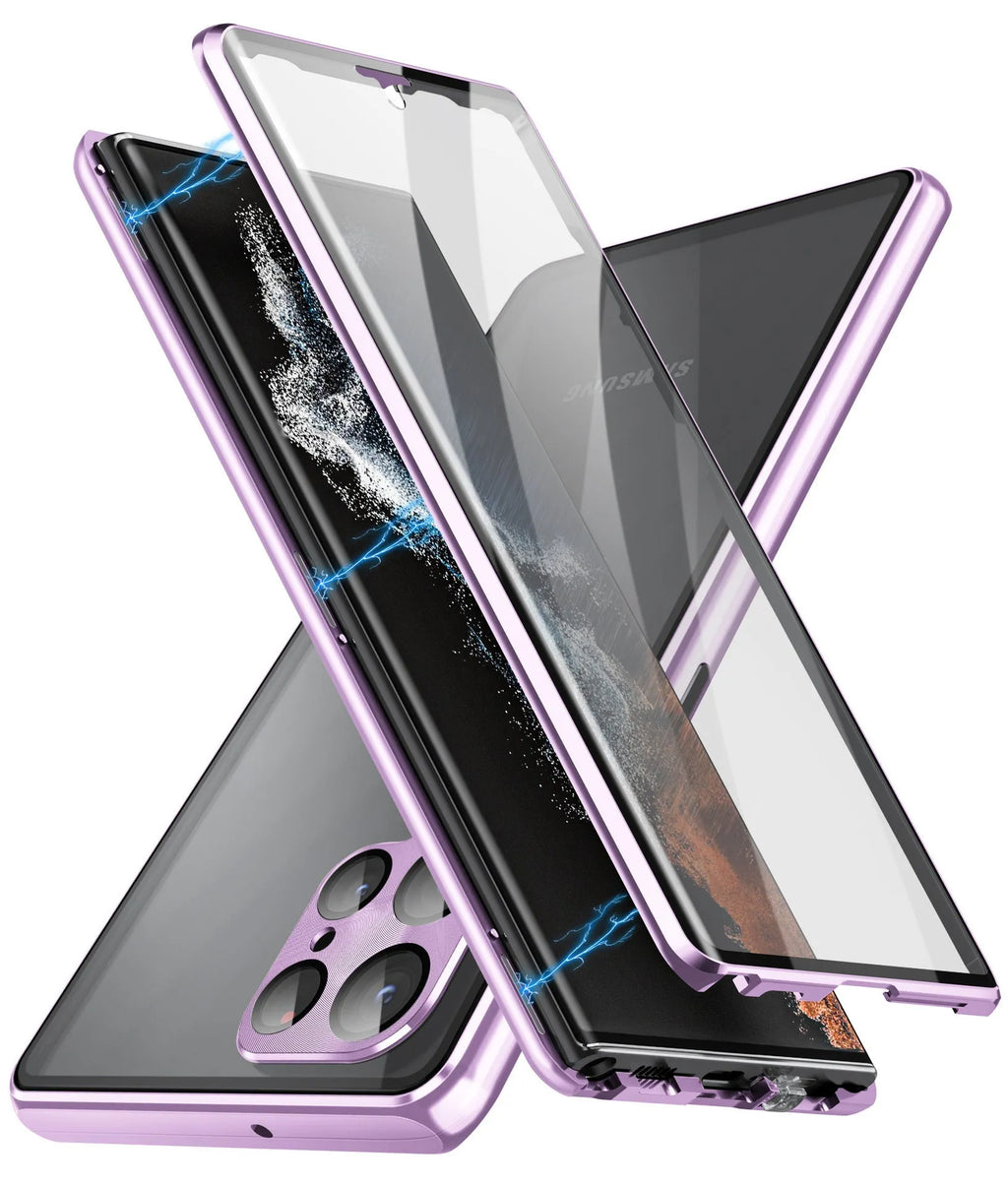 Metal magnetic king phone case with peep-proof mirror for Samsung S24 Ultra in multiple colours