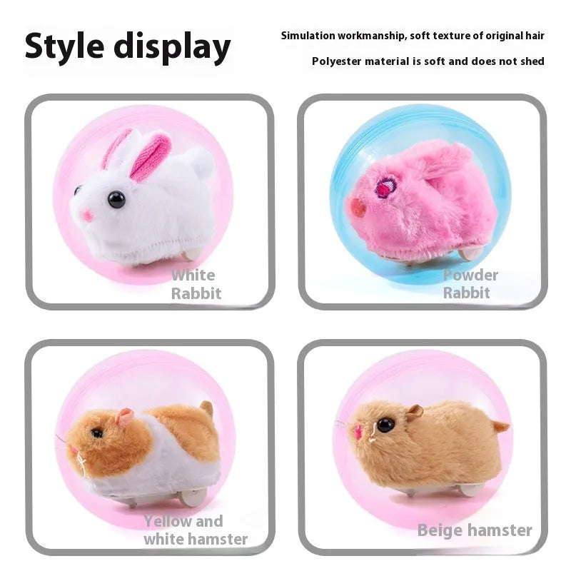 Transparent plastic exercise ball with plush inner shell and battery base for hamsters and rabbits