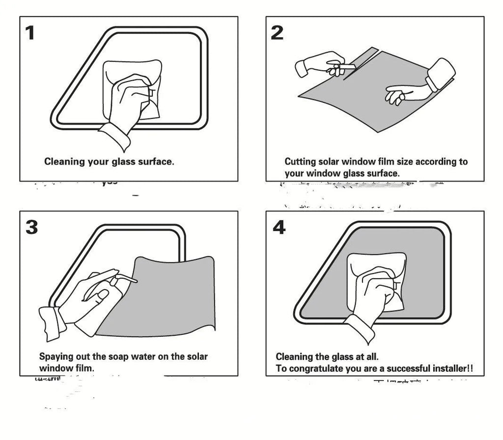 Black PET sun film for car windows 50x300cm with 80% heat insulation