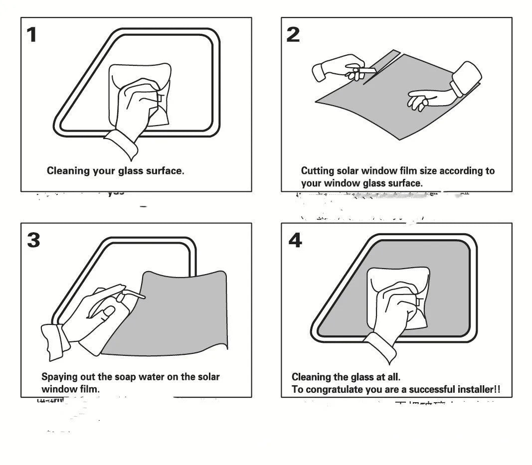 Black PET sun film for car windows 50x300cm with 80% heat insulation