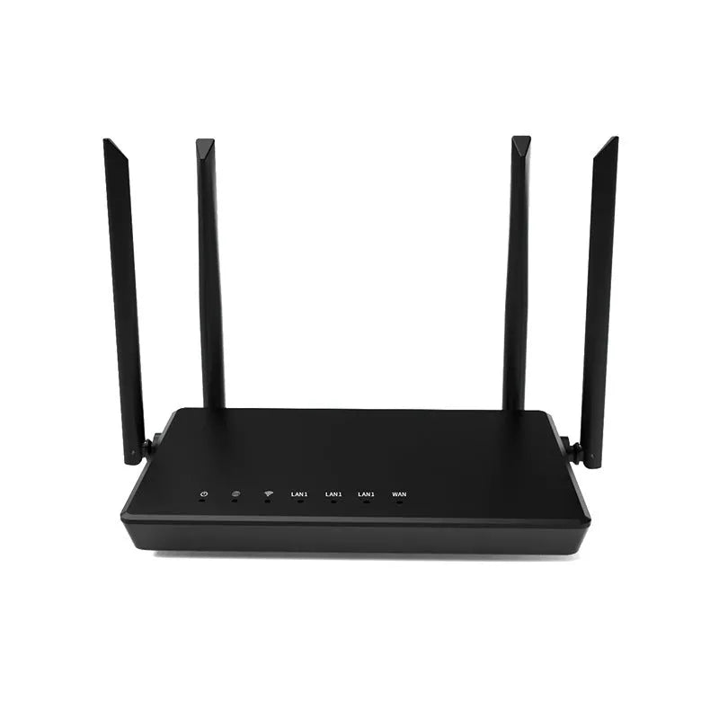 Portable 300m home wifi router in black or white with 4 LAN ports and compact metal design