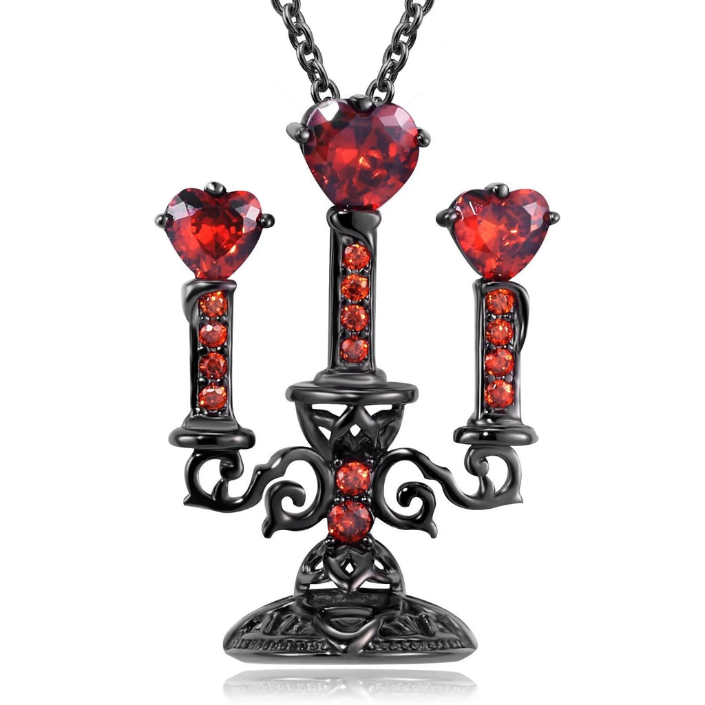 Gothic retro hollow candlestick clavicle chain necklace with cross chain design