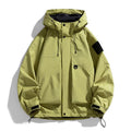 Men's black waterproof windproof hooded jacket with long sleeves