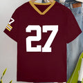 Loose fit cotton t-shirt with digital contrast colour printing in red or green options