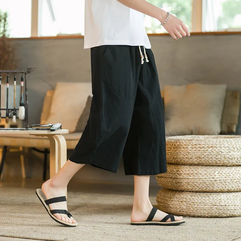 Pair of straight-leg skinny fit shorts in linen-cotton blend fabric, shown in khaki colour