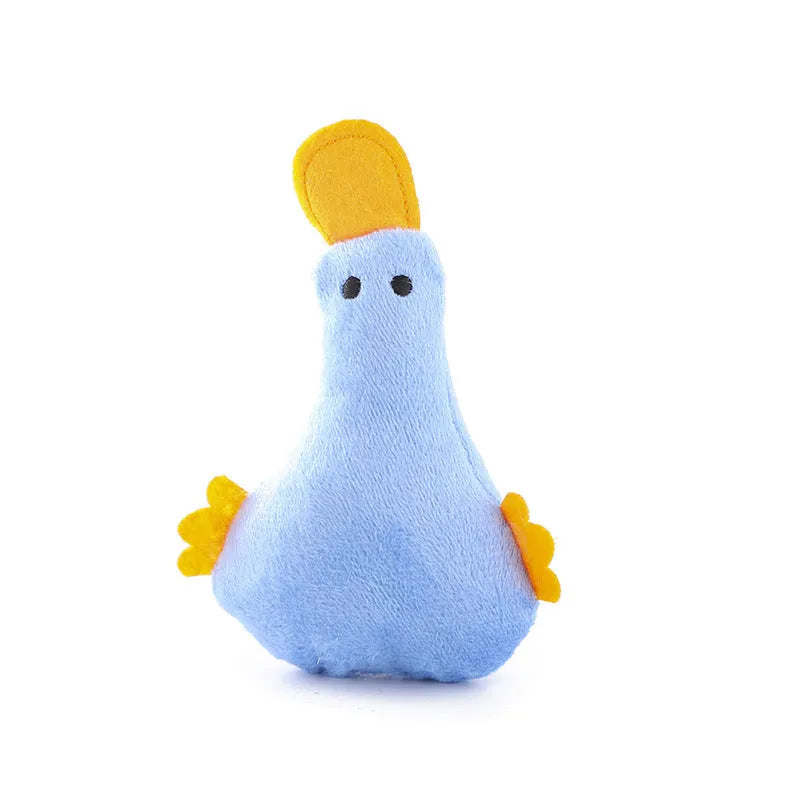 Colourful duck plush pet toy with squeaker and catnip for cats and dogs