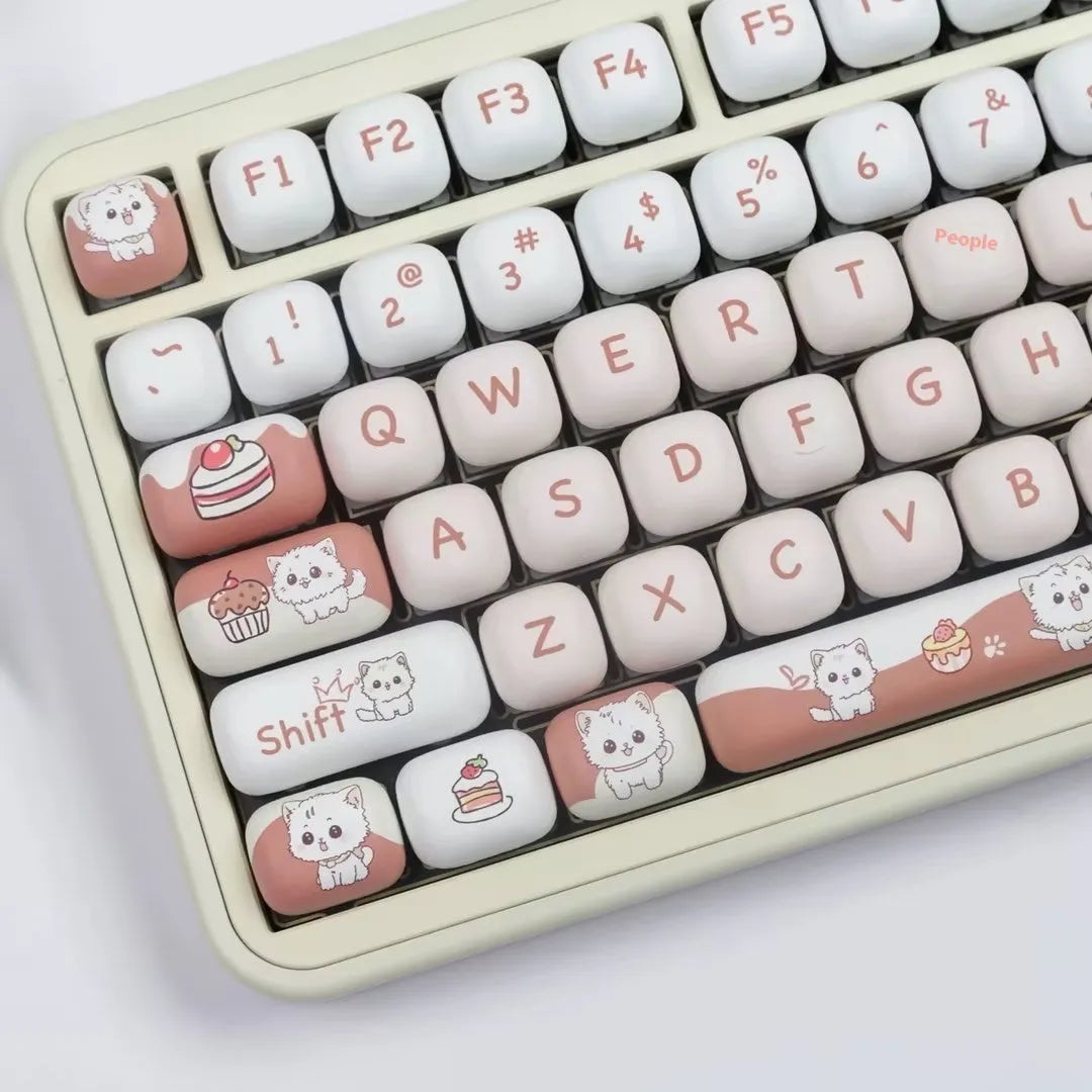 Dessert cat cartoon design mechanical keyboard key caps with MOG round shape