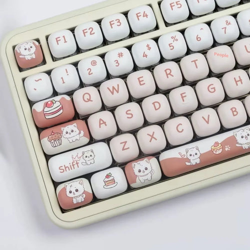 Dessert cat cartoon design mechanical keyboard key caps with MOG round shape