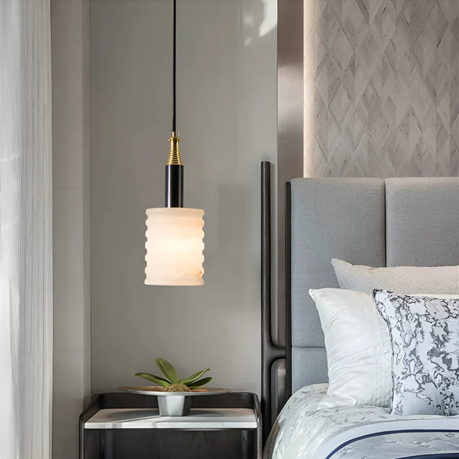 Nordic New Chinese Style Marble Small Droplight Pendant Lamp 220V for Living Room Bedroom Home Decor Available in Small 12cm or Large 15cm Size