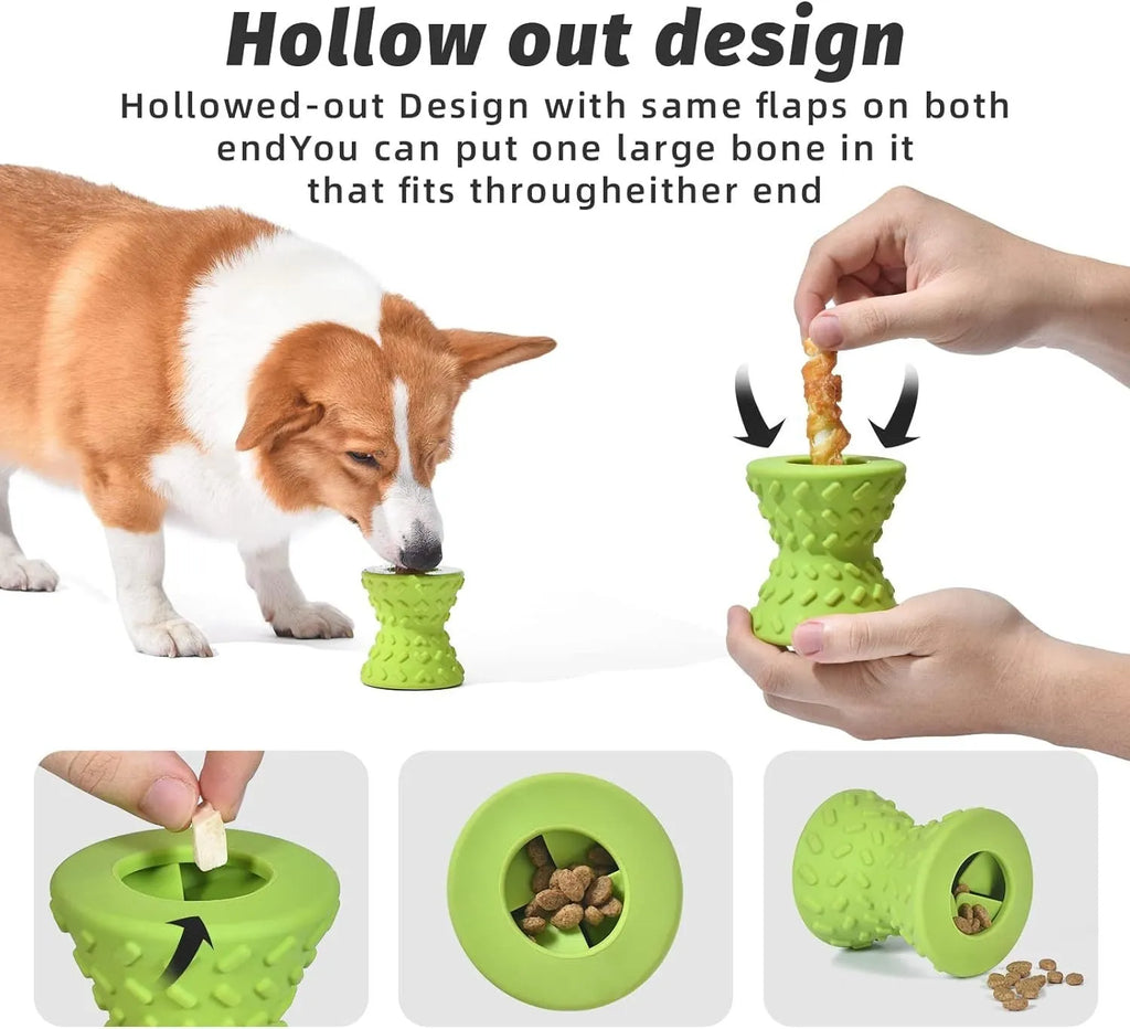 Blue natural rubber interactive treat-dispensing dog bone toy for aggressive chewers.