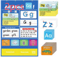 Children's alphabet learning sleeve chart with word cards, letter cards and picture cards