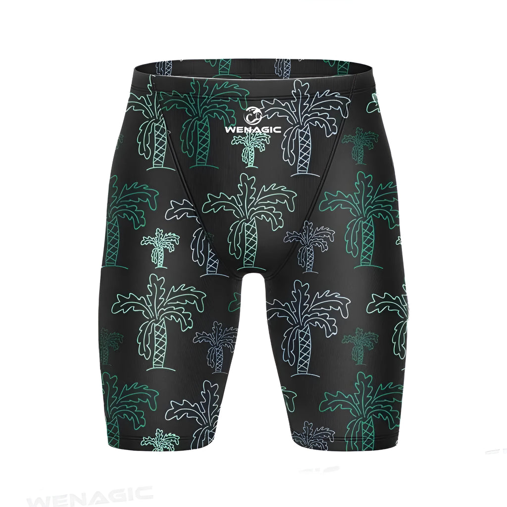 Men's swimming pants in briefs style with polyester and Lycra fabric, shown in multiple colour options