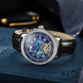 Men's round-dial waterproof watch with a stainless steel case and strap on a wrist.