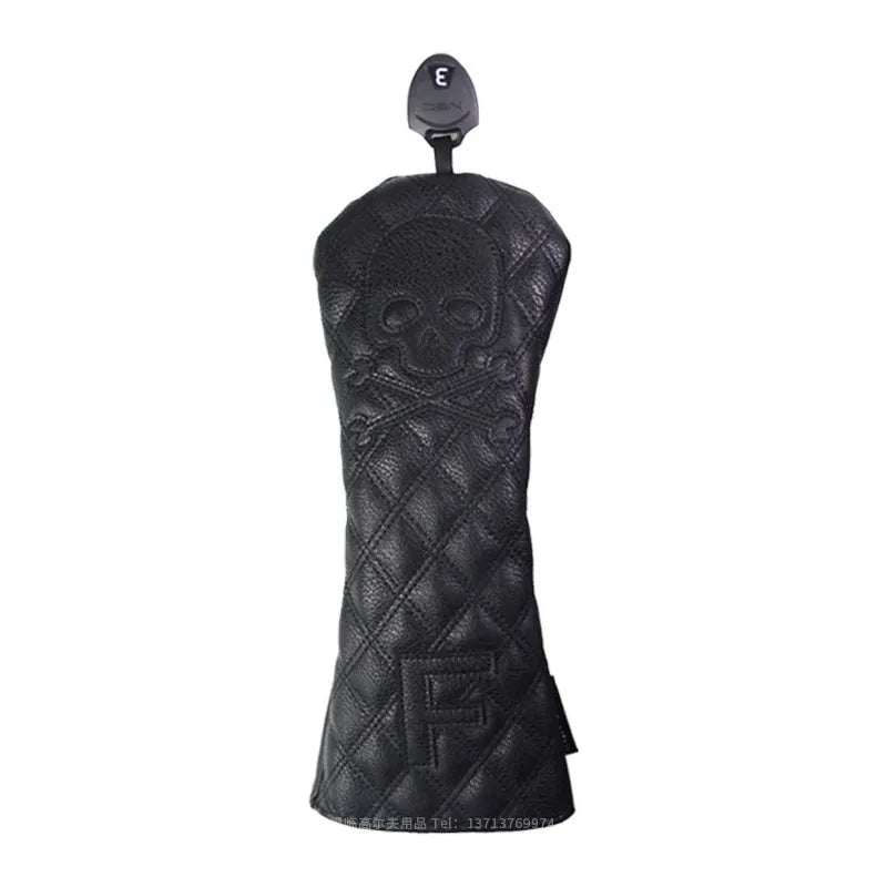 Black and white PU waterproof protective cover for a golf wooden pole.