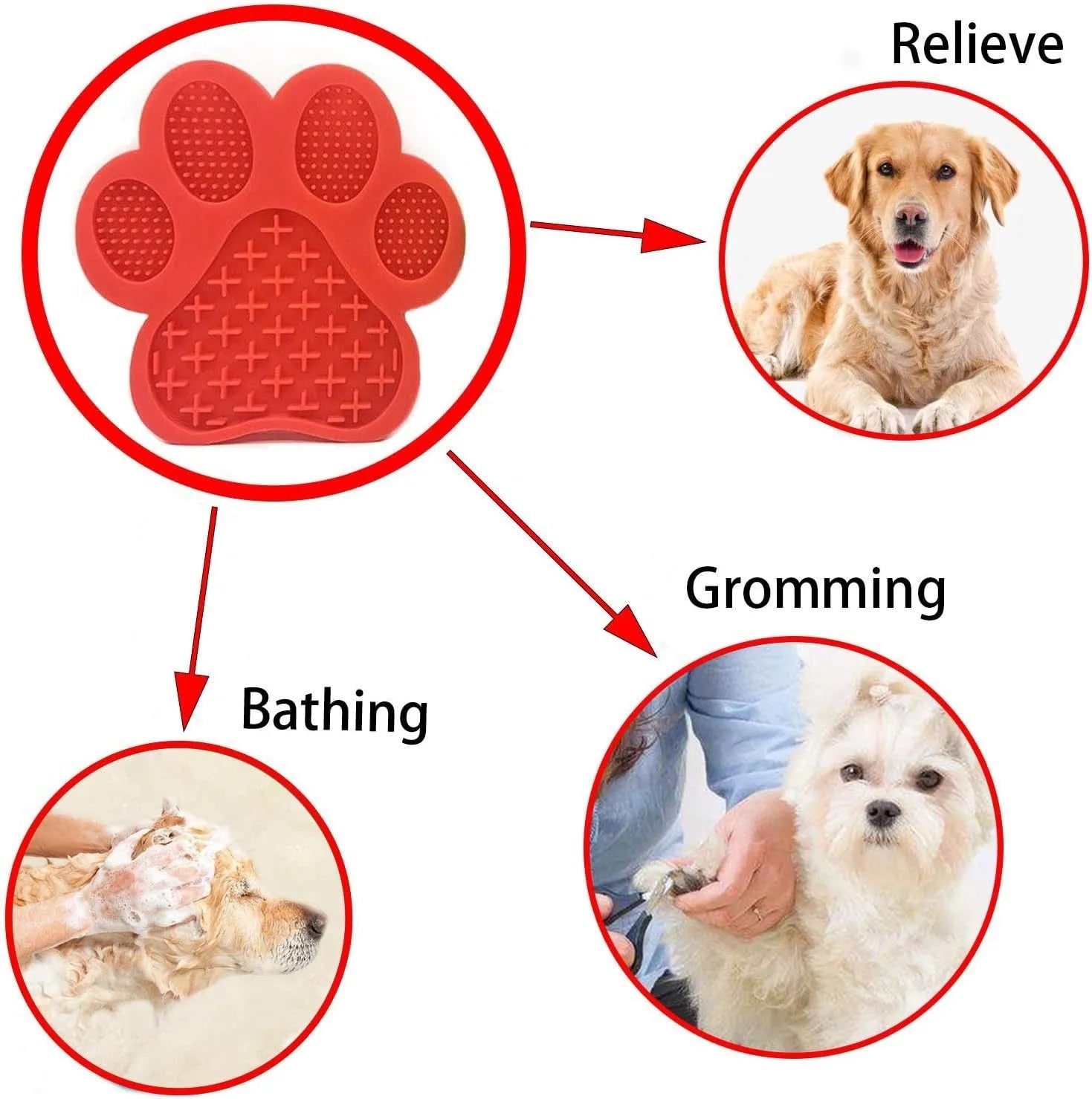 Blue bone-textured silicone dog licking mat with suction cups on a white tile background.