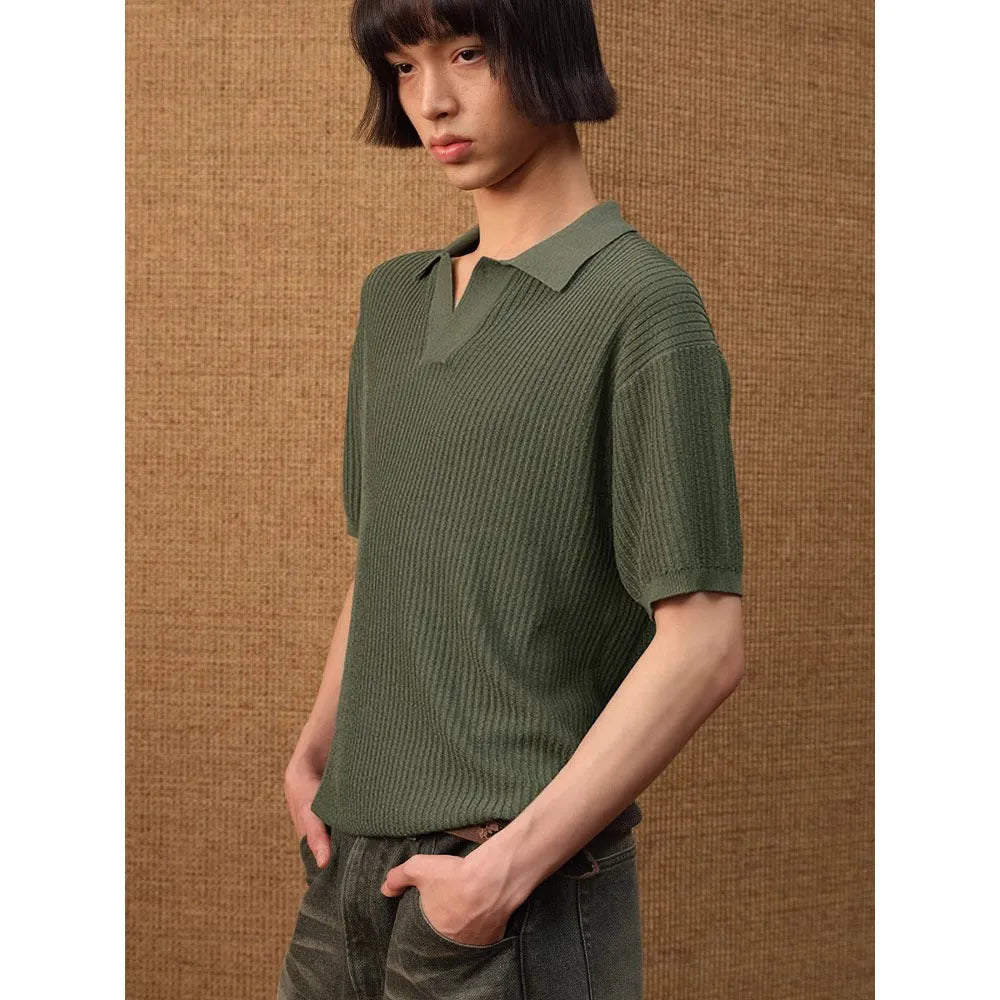 Business style polo shirt with striped collar in ice silk breathable fabric available in multiple colours and sizes
