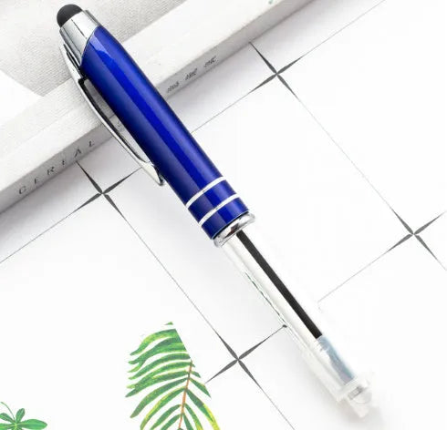 Metal multifunctional pen with capacitive stylus tip and LED light in five colour options