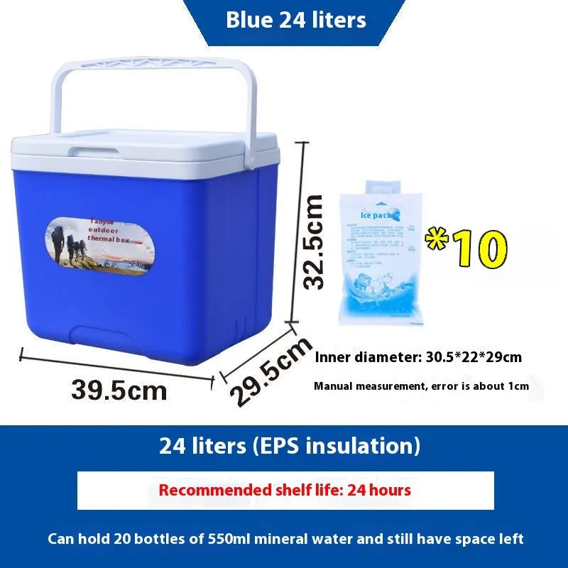 Blue aluminium foil insulated portable cooler box with EPS insulation