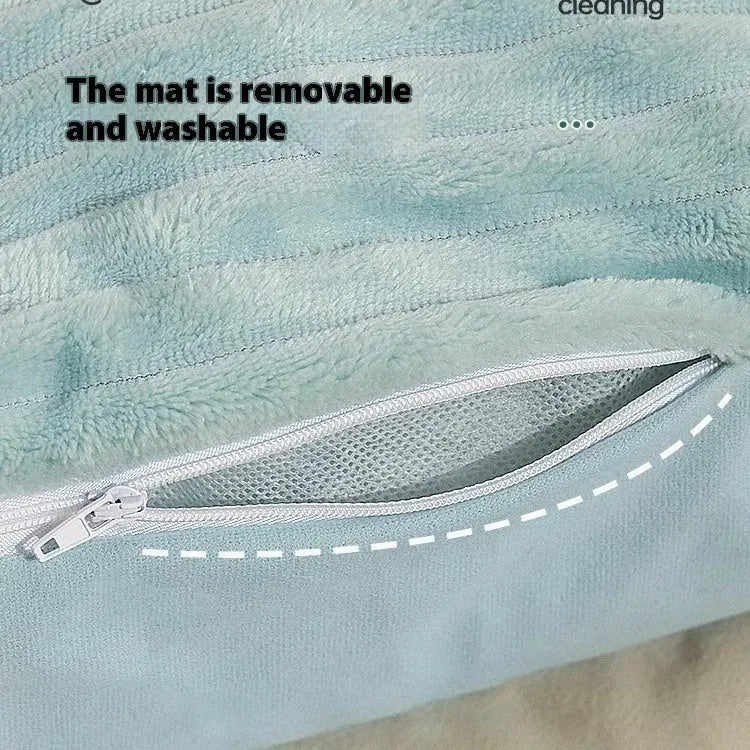 Morandi coloured removable cover pet bed for dogs and cats, shown in medium and large size options.