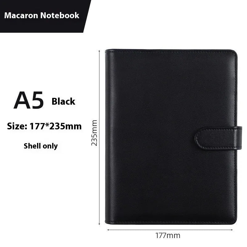 A5 PU leather notebook binder with zipper closure in solid colour options