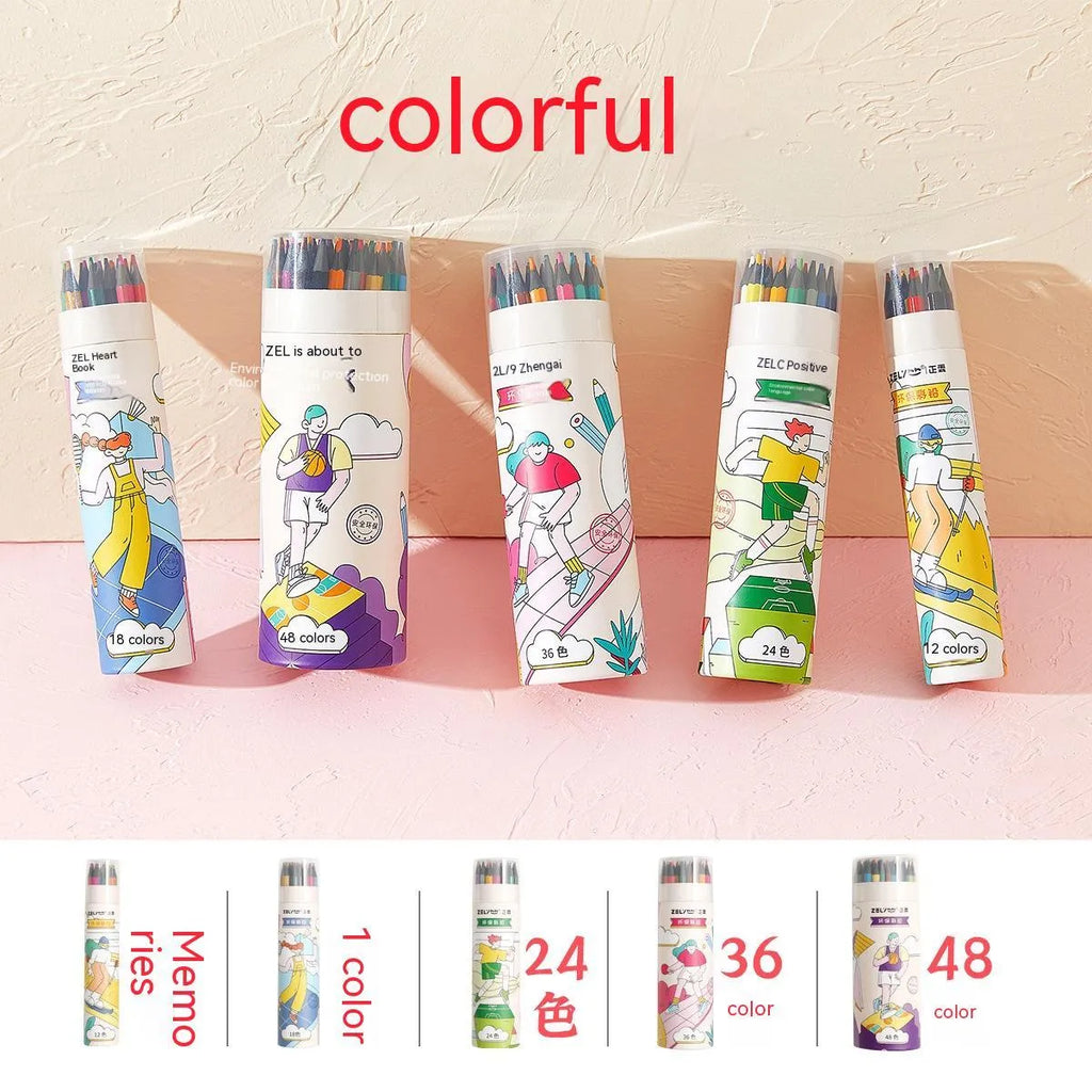 Zhenglin Sports Series colour pencil set with paper barrel in 24 or 36 colour options.