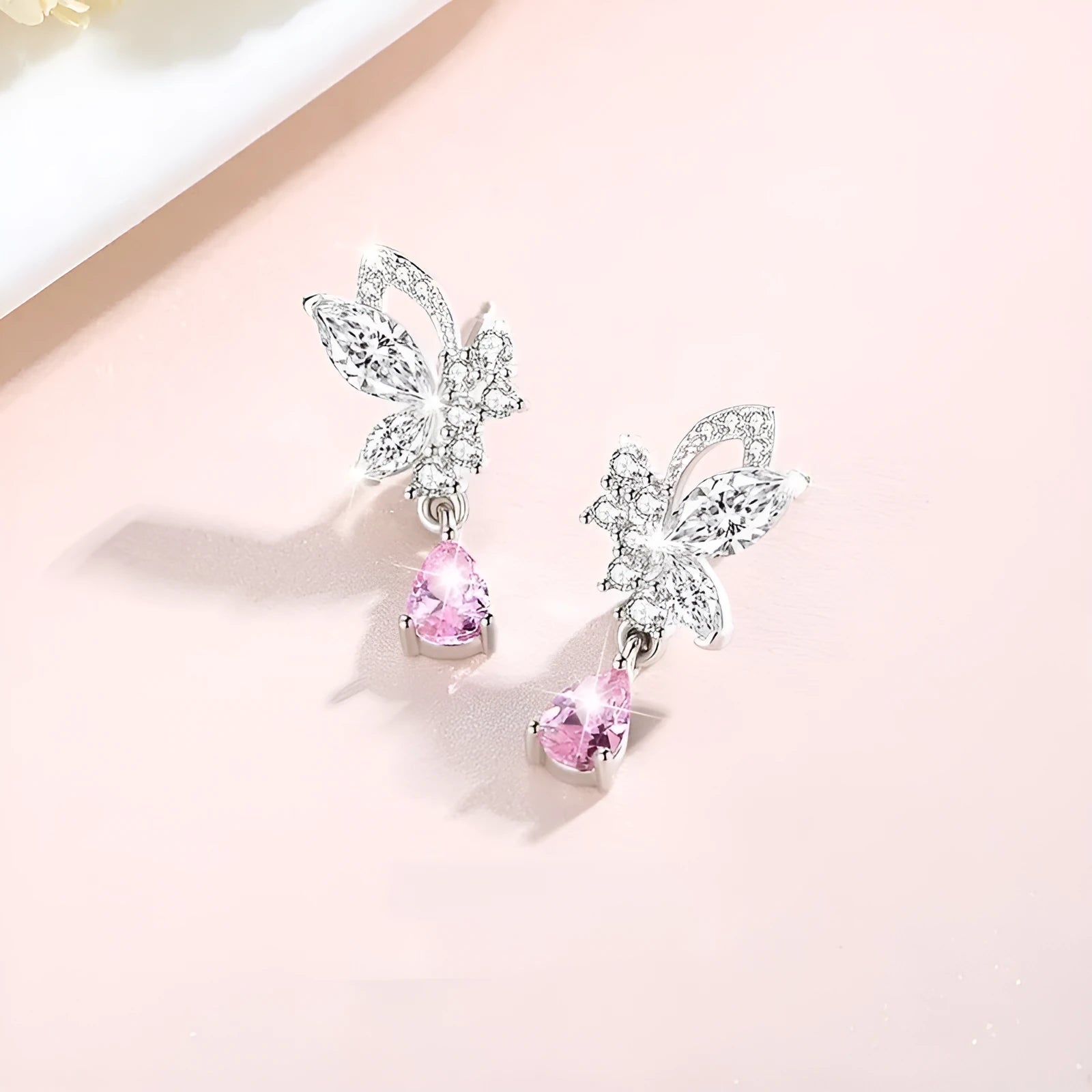 Crystal butterfly stud earrings made from 925 sterling silver with sparkling accents
