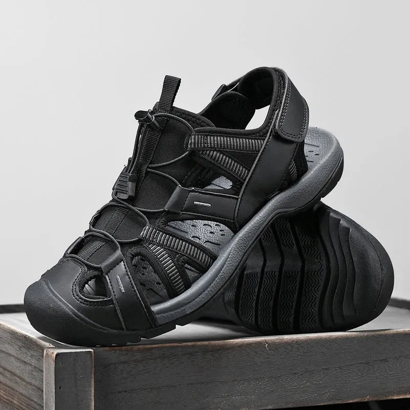 Men's blue and black mesh casual sports shoes with velcro strap and rubber sole