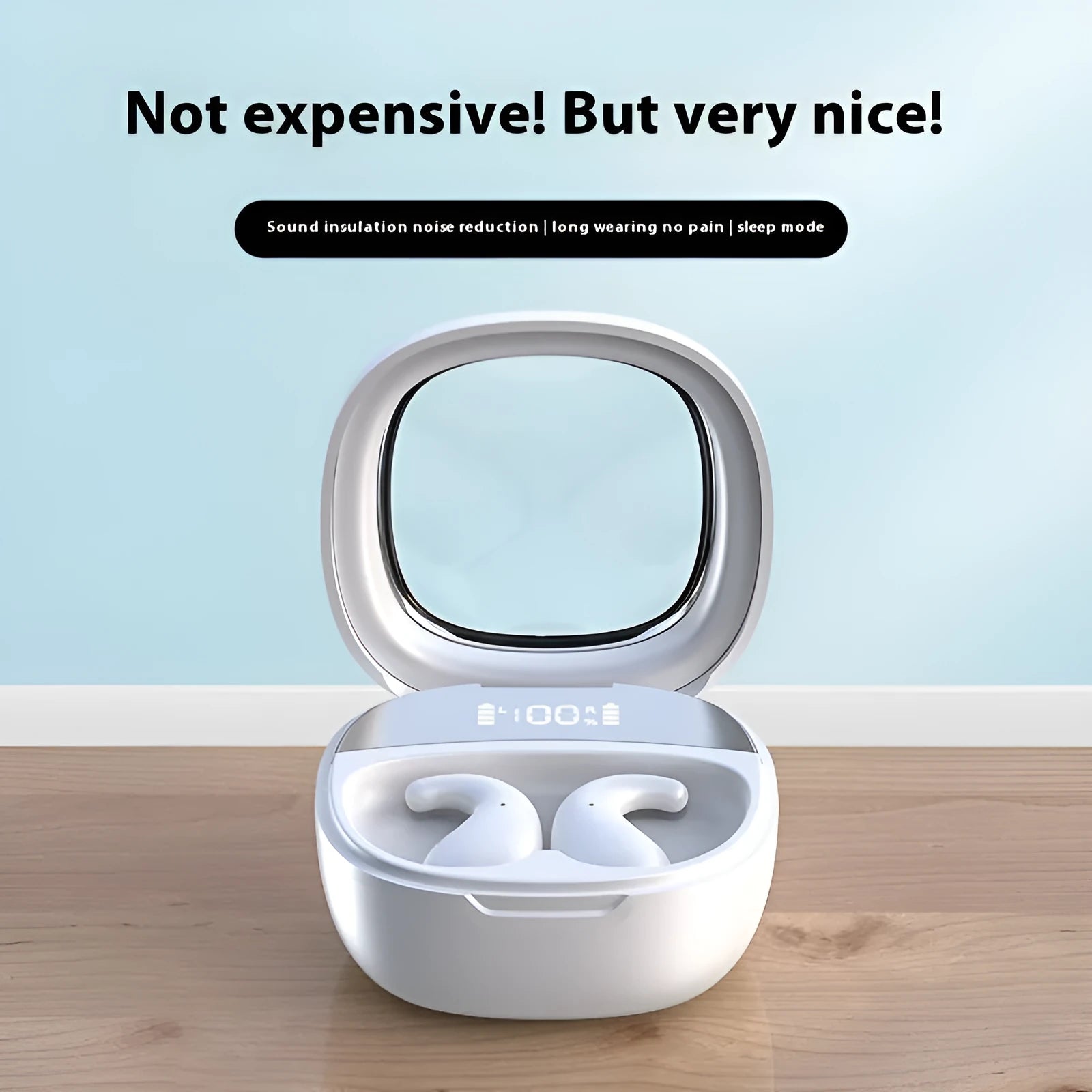 Mini sticker TWS wireless Bluetooth earbuds BL39 with digital display, PC ABS, earplug style, in black