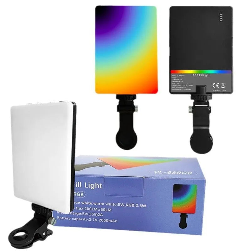Portable LED fill light with clip attachment for mobile photography and video recording