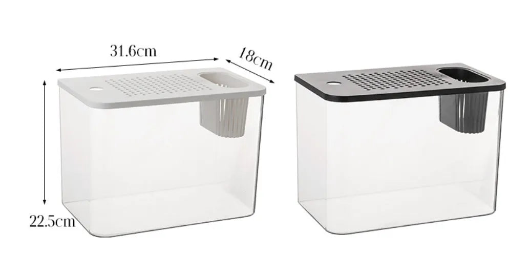 Medium plastic betta fish tank with cover in black or white colour option