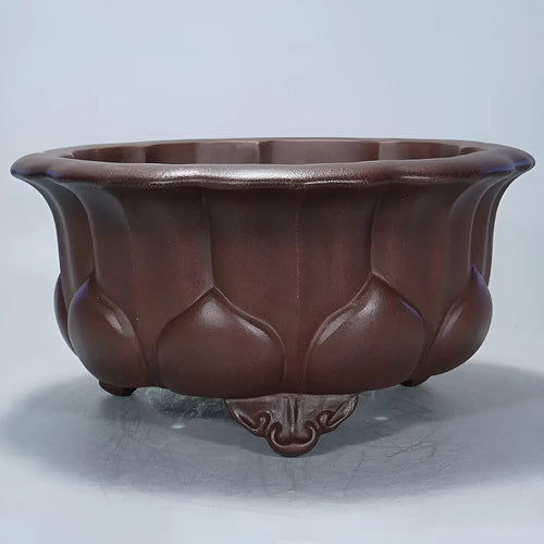 Antique Petal Basin purple sand flower pot for succulents, 37cm wide.