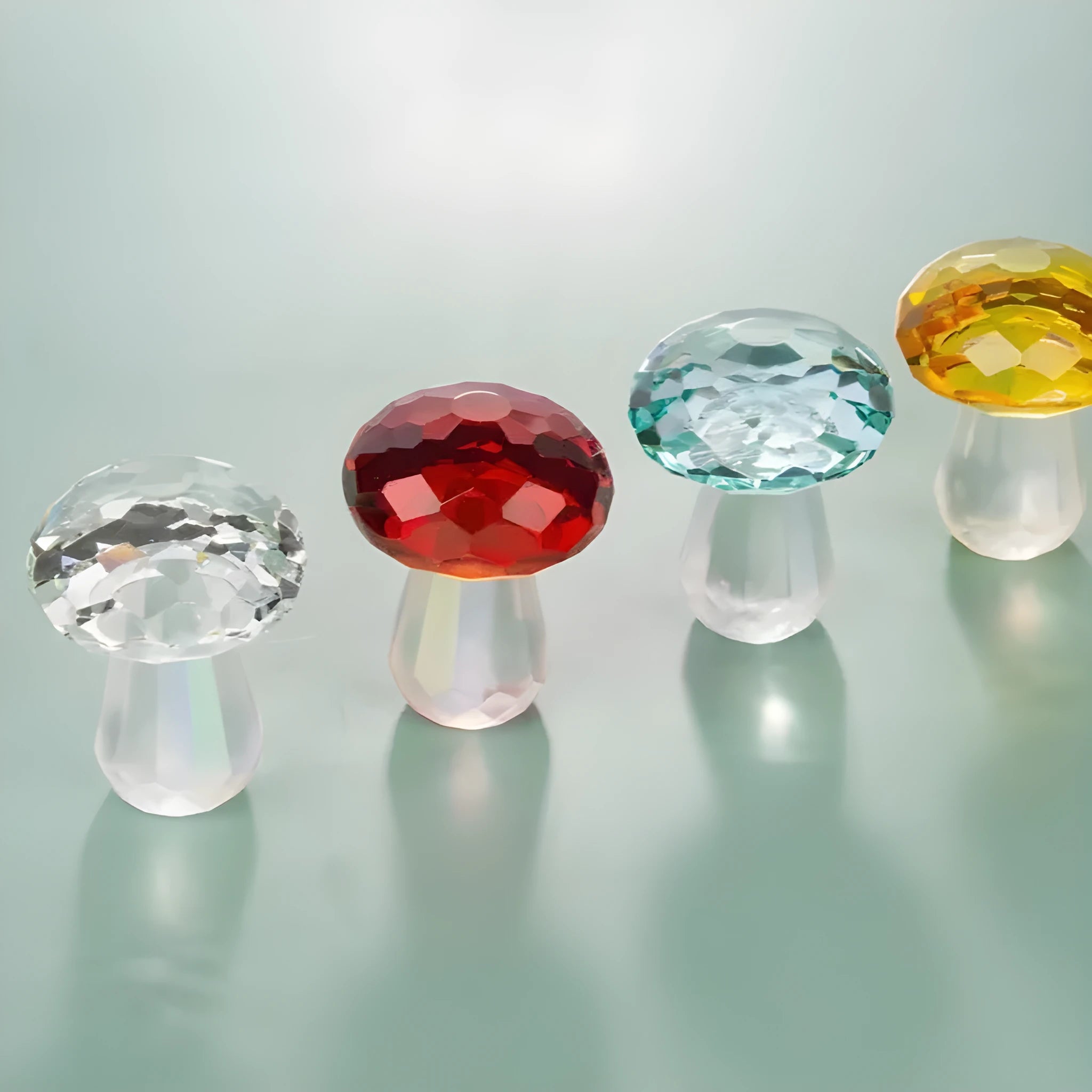 Crystal mushroom decorative ornament in four colour options measuring 40 by 53 millimetres