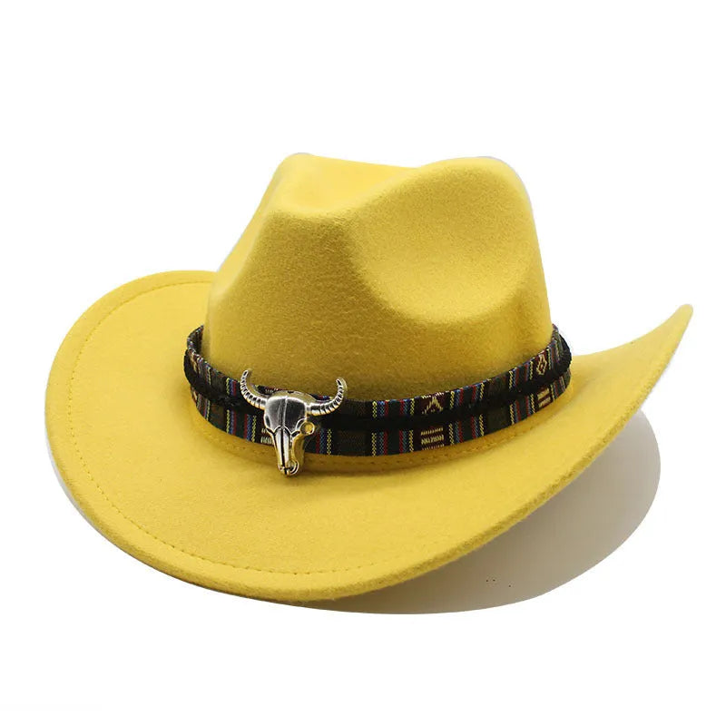 Wool blend Western cowboy hat with wide brim and bell crown in multiple colour options.