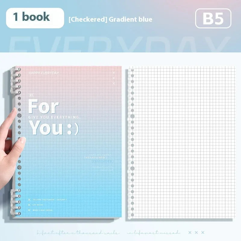 Gradient coloured removable coil notebook with PP cover in green, blue, pink, or purple options