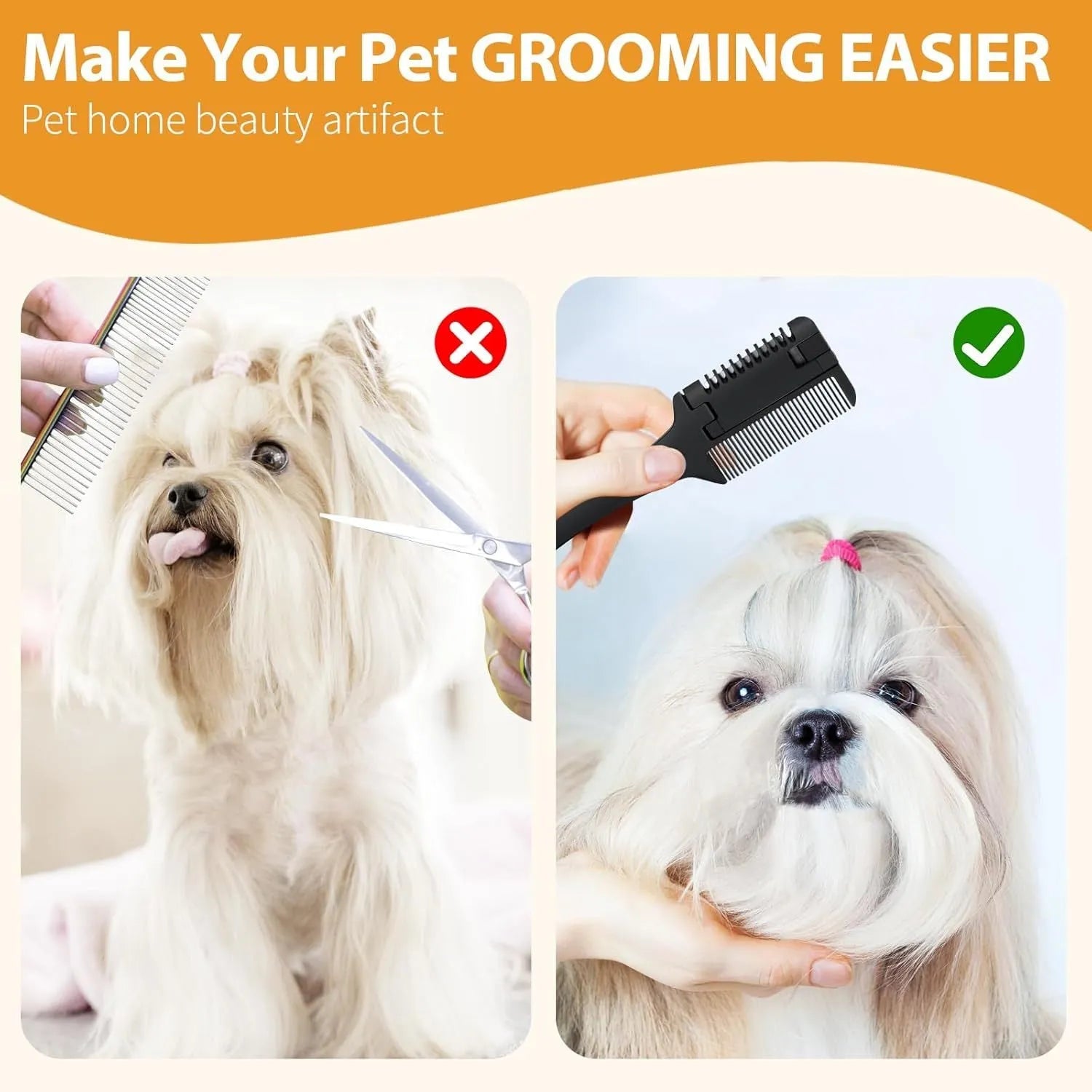 Pet grooming razor comb with comb teeth and adjustable blade for dog and cat hair trimming