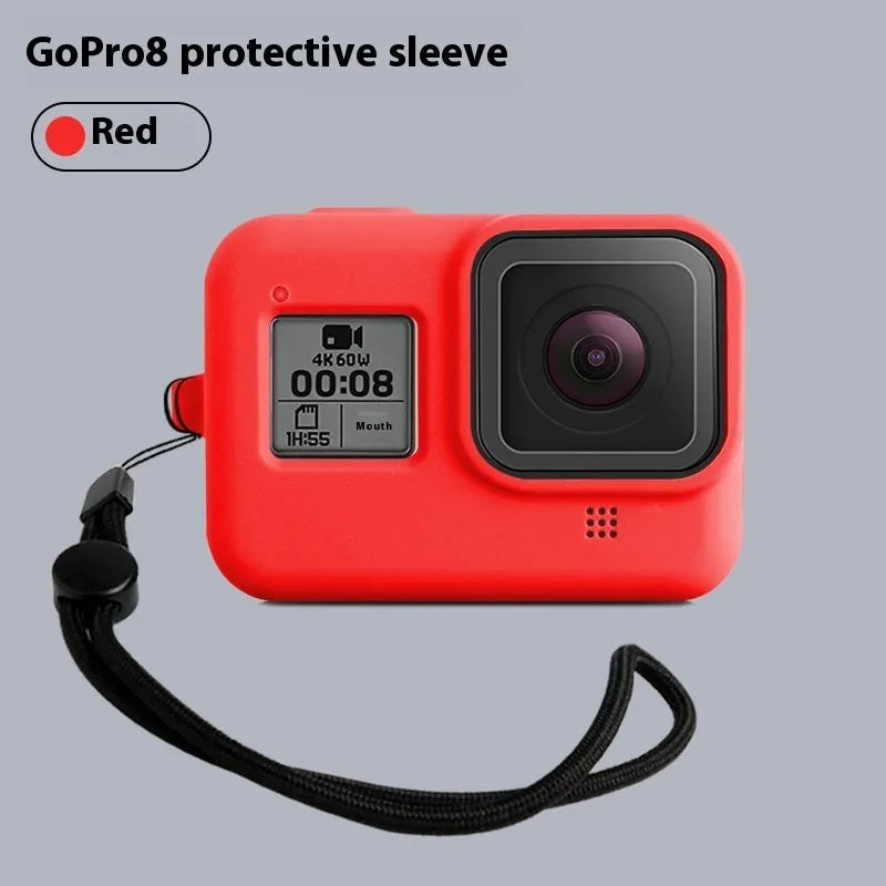 GoPro Hero8 Black protective sleeve and anti-lost strap accessory kit in silicone with multiple colour options