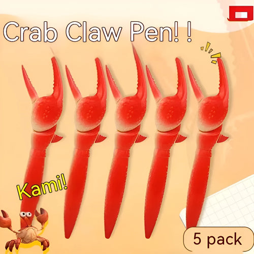 Ballpoint pen with pressable crab-shaped metal clip