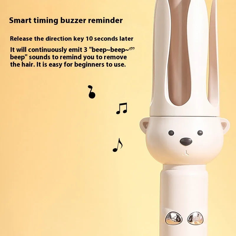 Beige automatic hair curler with negative ion technology and UK plug for home styling