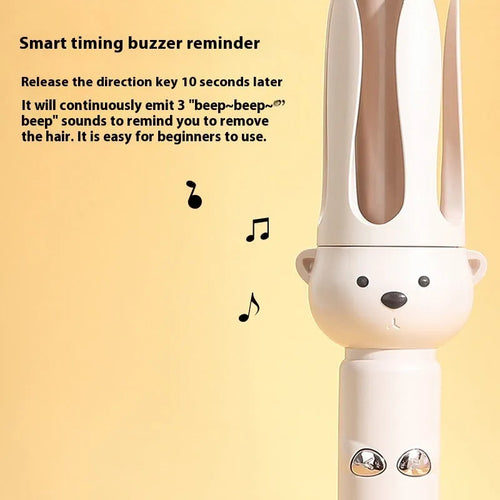 Beige automatic hair curler with negative ion technology and UK plug for home styling