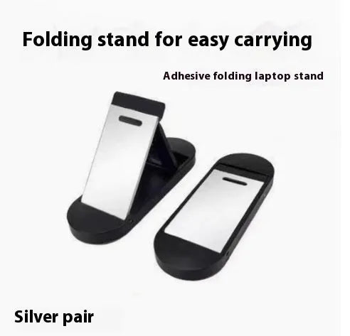 Aluminium alloy foldable laptop bracket showing compact folded size and silver colour