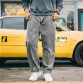 Men's loose straight jeans in cotton fabric available in dark blue, light blue and grey colours