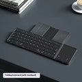 Black folding Bluetooth keyboard for mobile phone and tablet with touchpad variant