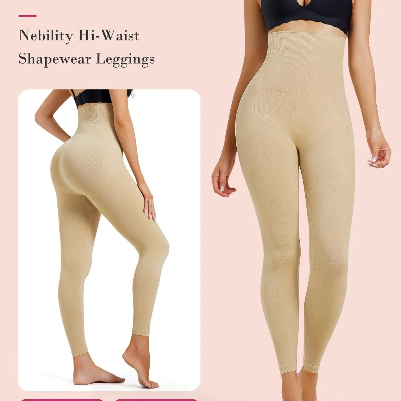 High waist cropped pants made from nylon in black colour