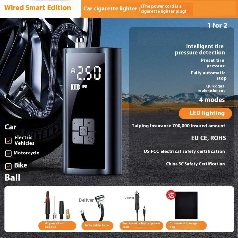 Vehicle electric charging cylinder ABS air pump with lighting and USB charging port on car floor